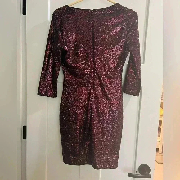 Women's Express Burgundy Red Sequin Mini Sheath Dress 0, Prom Dress, Club Dress, - Picture 3 of 11